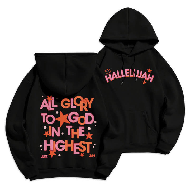 Christianartworkshop Felpa con cappuccio in pile Hallelujah Crowned Stars - Nero - 2XL - image 3