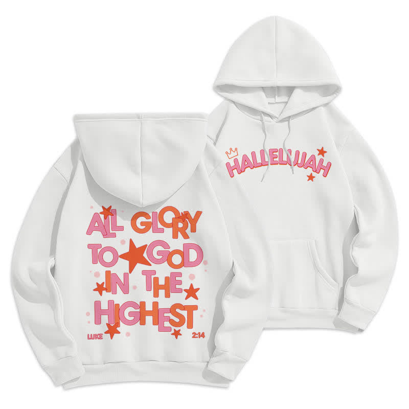 Christianartworkshop Felpa con cappuccio in pile Hallelujah Crowned Stars - Bianco - 2XL - image 0