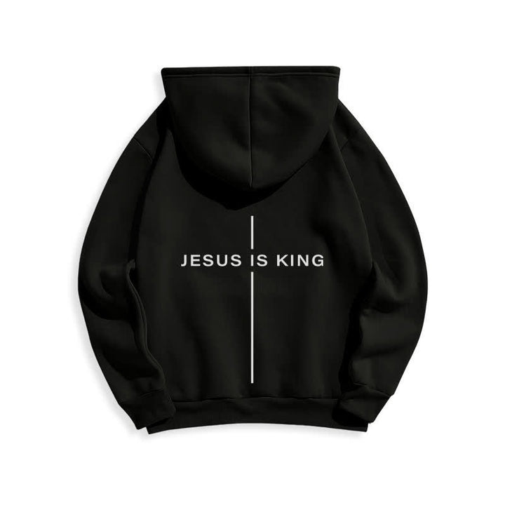 Christianartworkshop Felpa con cappuccio foderata in pile stile streetwear Jesus Is King - image 10