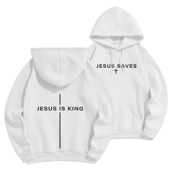 Christianartworkshop Felpa con cappuccio foderata in pile stile streetwear Jesus Is King - Bianco - 2XL - image 3