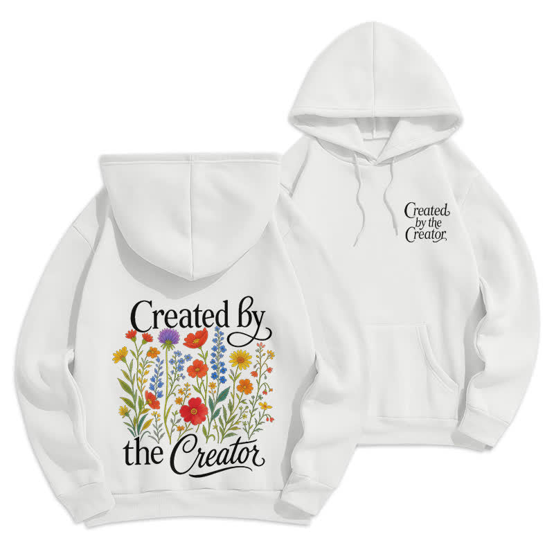 Christianartworkshop Felpa con cappuccio con stampa floreale sul retro, creata dal creatore - Bianco - 2XL - image 0