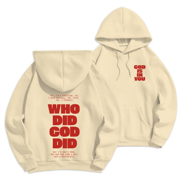 Christianartworkshop Dio è in te Felpa con cappuccio rossa stile streetwear - Beige - 2XL - image 18