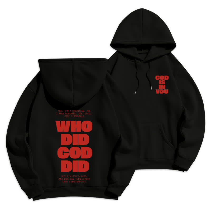 Christianartworkshop Dio è in te Felpa con cappuccio rossa stile streetwear - Nero - 2XL - image 6