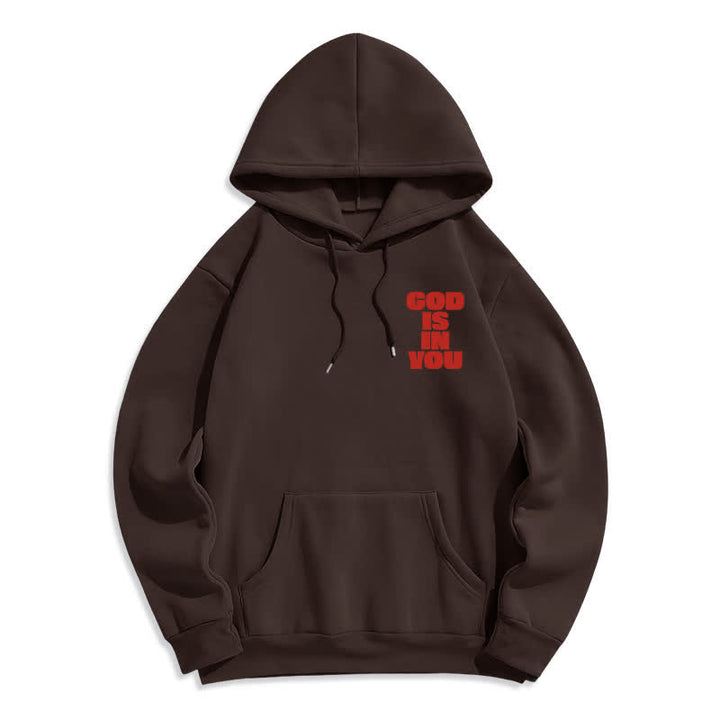 Christianartworkshop Dio è in te Felpa con cappuccio rossa stile streetwear - image 11