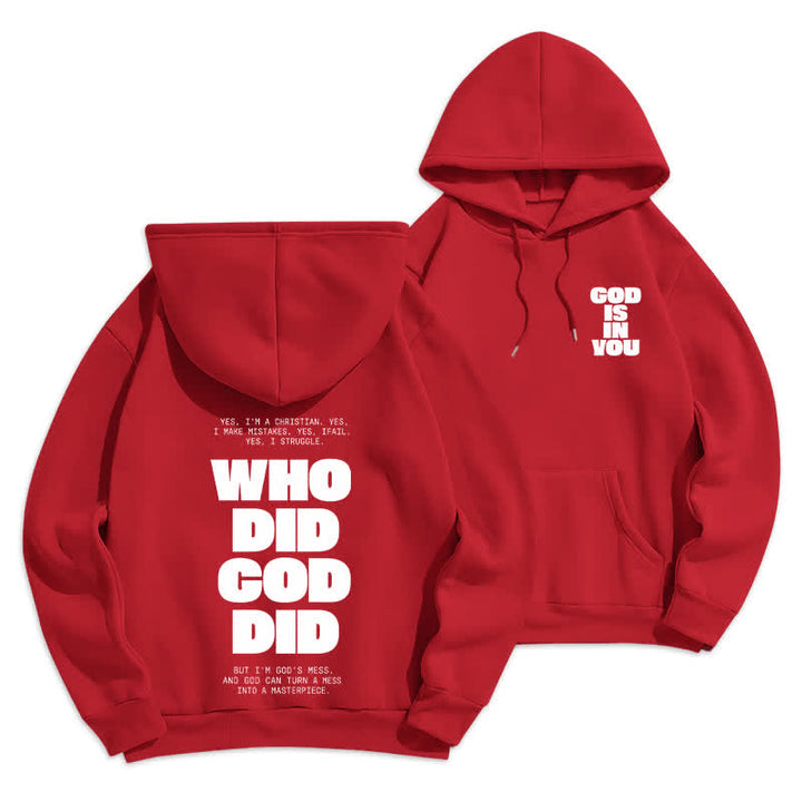 Christianartworkshop Dio è in te Felpa con cappuccio rossa stile streetwear - Rosso - 2XL - image 0