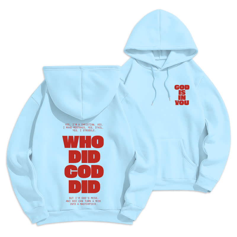 Christianartworkshop Dio è in te Felpa con cappuccio rossa stile streetwear - Blu - 2XL - image 15