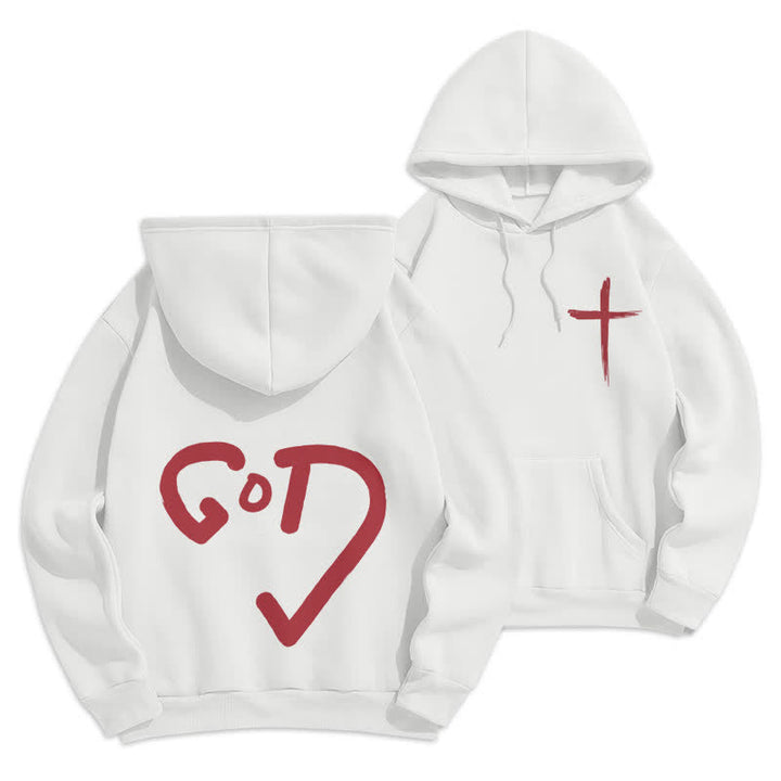 Christianartworkshop Felpa con cappuccio foderata in pile con stampa "Faith Graffiti Red Cross". - Bianco - 2XL - image 3