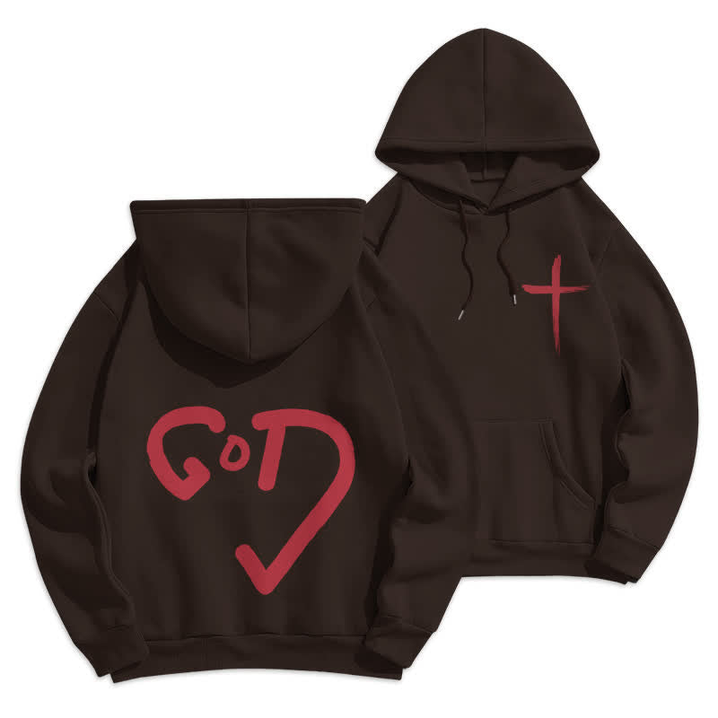 Christianartworkshop Felpa con cappuccio foderata in pile con stampa "Faith Graffiti Red Cross". - image 9