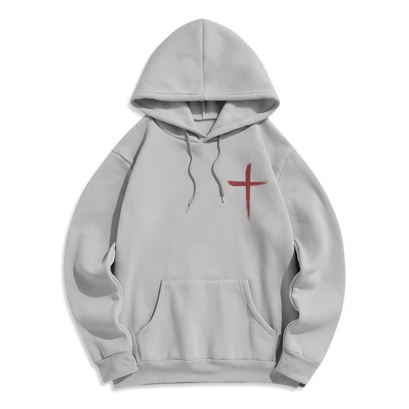 Christianartworkshop Felpa con cappuccio foderata in pile con stampa "Faith Graffiti Red Cross". - image 8