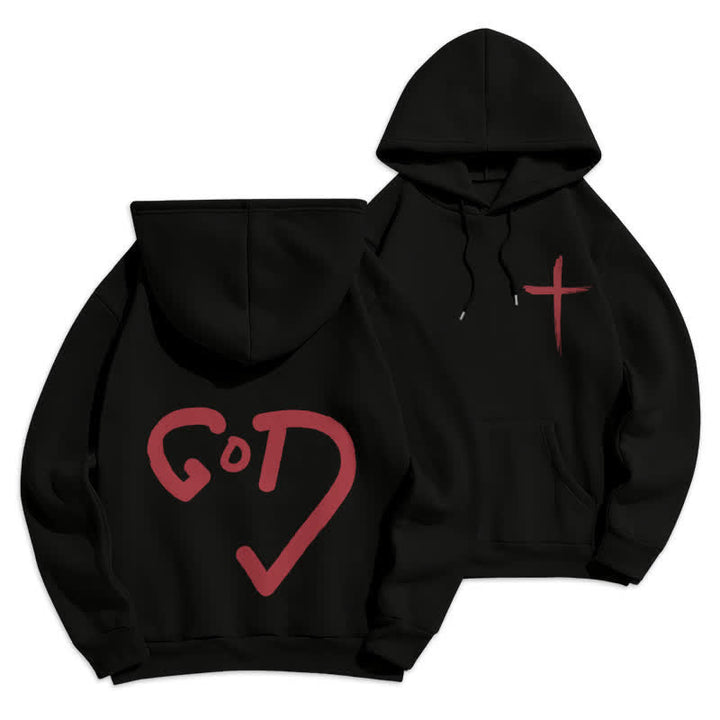 Christianartworkshop Felpa con cappuccio foderata in pile con stampa "Faith Graffiti Red Cross". - Nero - 2XL - image 0