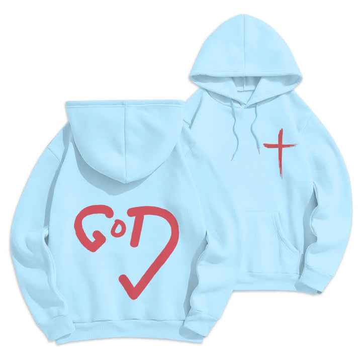 Christianartworkshop Felpa con cappuccio foderata in pile con stampa "Faith Graffiti Red Cross". - Blu - 2XL - image 18
