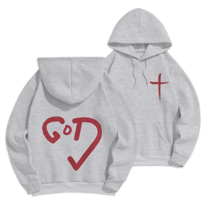 Christianartworkshop Felpa con cappuccio foderata in pile con stampa "Faith Graffiti Red Cross". - Grigio - 2XL - image 6