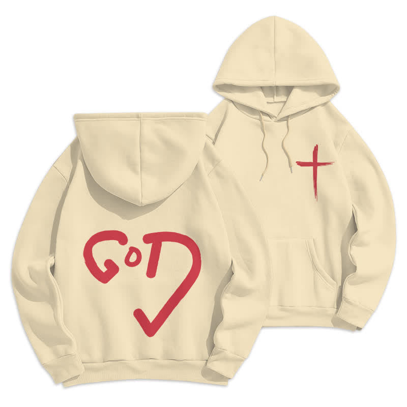 Christianartworkshop Felpa con cappuccio foderata in pile con stampa "Faith Graffiti Red Cross". - Beige - 2XL - image 12