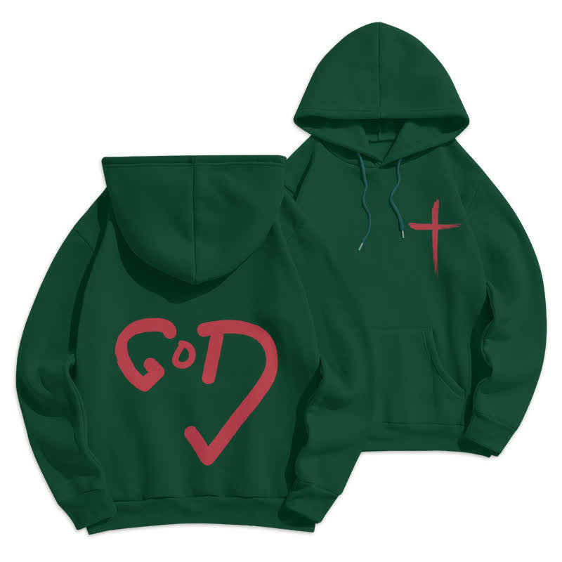 Christianartworkshop Felpa con cappuccio foderata in pile con stampa "Faith Graffiti Red Cross". - Verde - 2XL - image 21