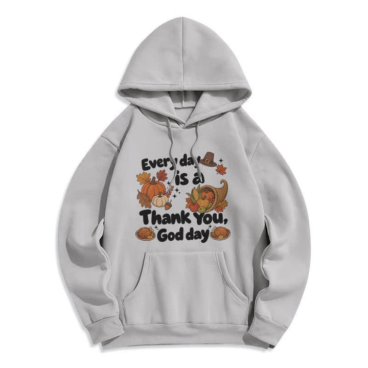 Christianartworkshop Felpa con cappuccio in pile con grafica "Thank You God Harvest" - Grigio - 2XL - image 3