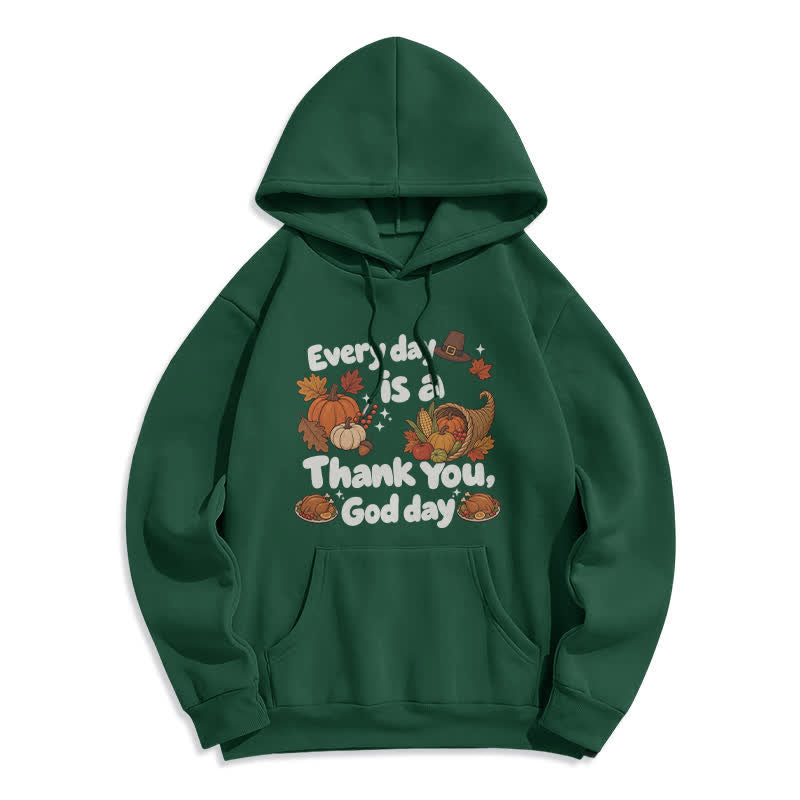Christianartworkshop Felpa con cappuccio in pile con grafica "Thank You God Harvest" - Verde - 2XL - image 6