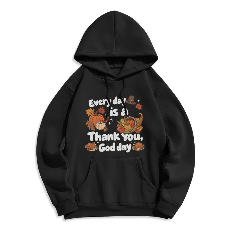 Christianartworkshop Felpa con cappuccio in pile con grafica "Thank You God Harvest" - Nero - 2XL - image 1