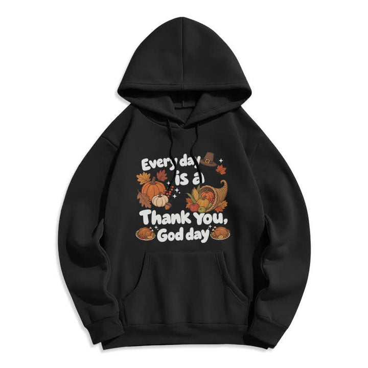 Christianartworkshop Felpa con cappuccio in pile con grafica "Thank You God Harvest" - Nero - 2XL - image 1