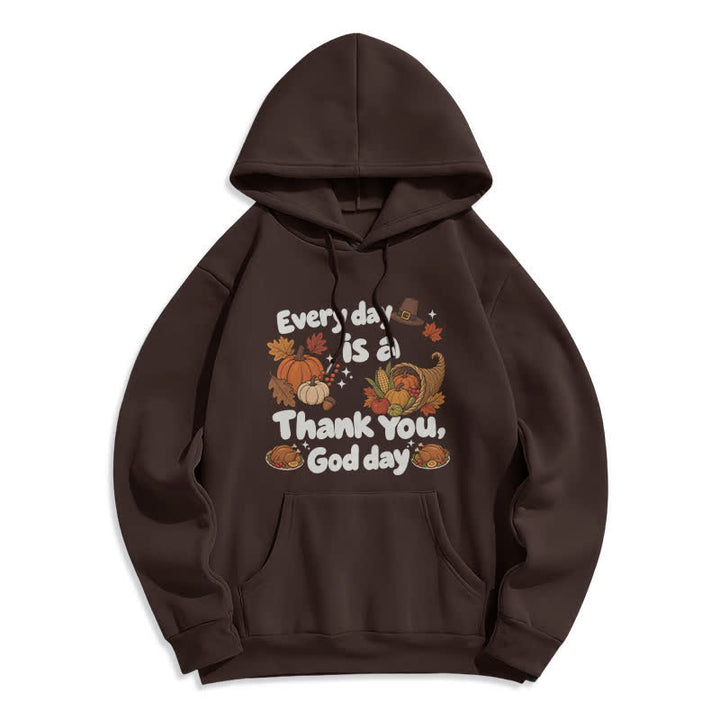 Christianartworkshop Felpa con cappuccio in pile con grafica "Thank You God Harvest" - Marrone - 2XL - image 2