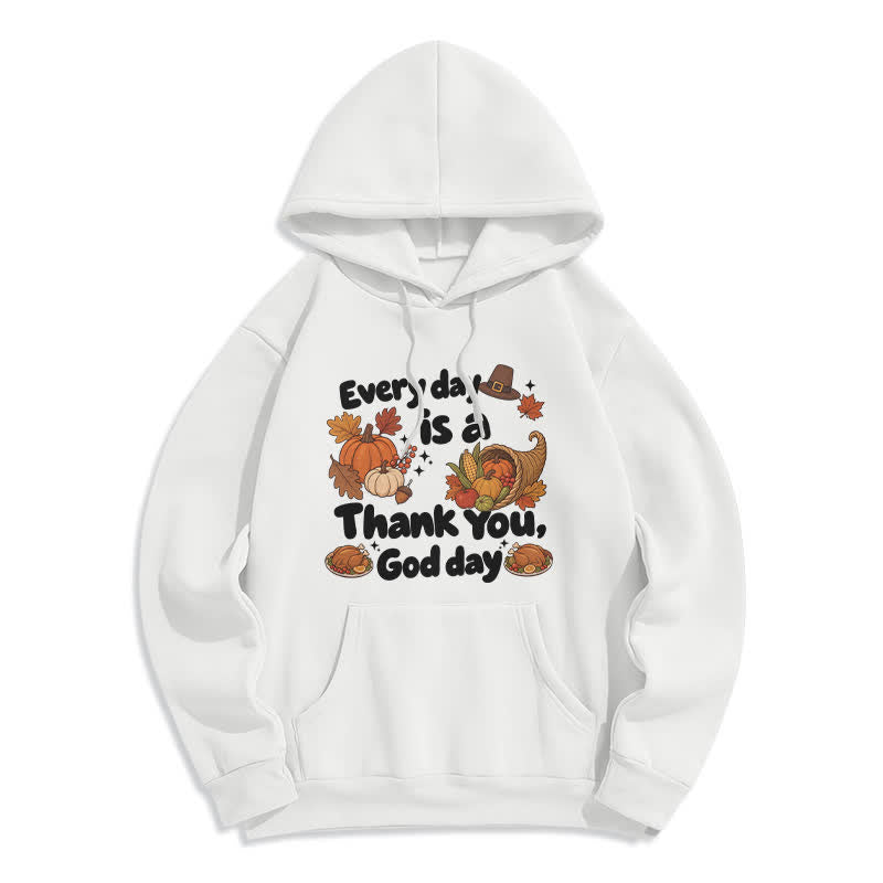 Christianartworkshop Felpa con cappuccio in pile con grafica "Thank You God Harvest" - Bianco - 2XL - image 0