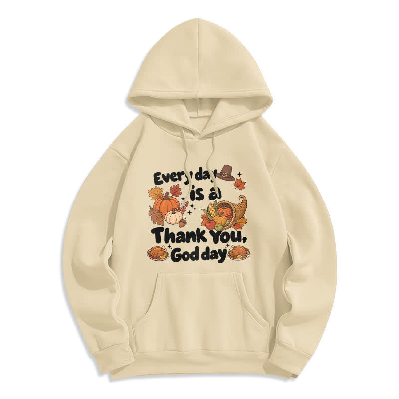 Christianartworkshop Felpa con cappuccio in pile con grafica "Thank You God Harvest" - Beige - 2XL - image 7