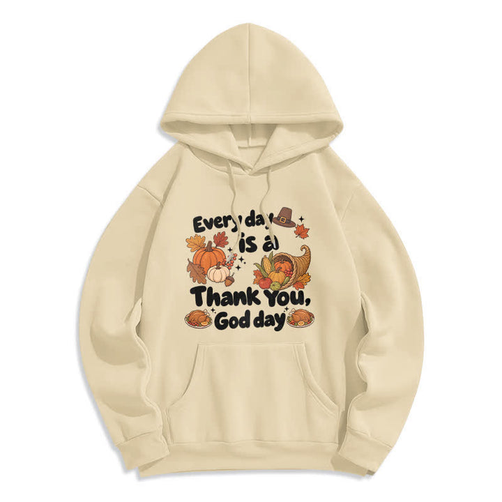 Christianartworkshop Felpa con cappuccio in pile con grafica "Thank You God Harvest" - Beige - 2XL - image 7
