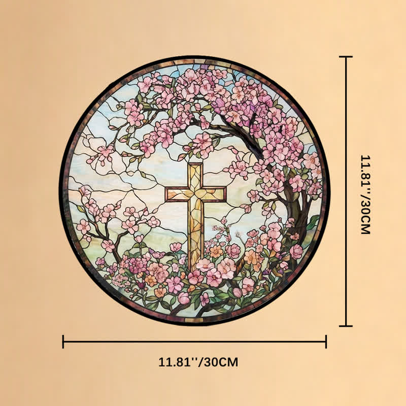 Christianartworkshop Croce da giardino floreale in vetro, acchiappasole: emblema di radiose benedizioni celesti. - 11,81''*11,81''*0,14''/30*30*0,35cm - image 10