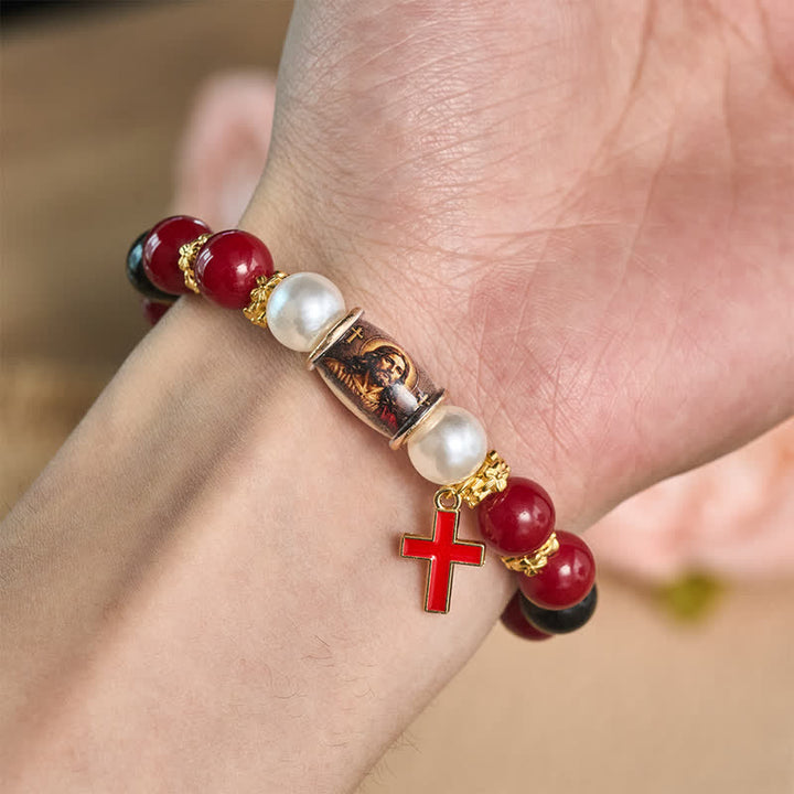 Christianartworkshop Bracciale con ciondolo a forma di icona sacra stampata in lega: portatore di sacra serenità e serenità. - image 2
