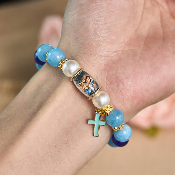 Christianartworkshop Bracciale con ciondolo a forma di icona sacra stampata in lega: portatore di sacra serenità e serenità. - image 7