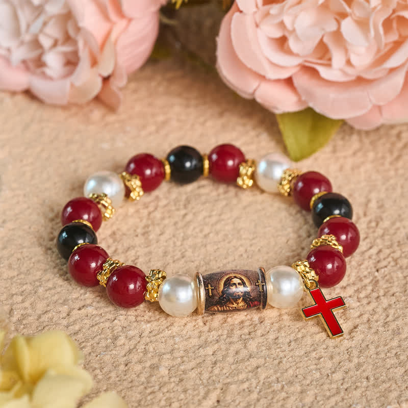 Christianartworkshop Bracciale con ciondolo a forma di icona sacra stampata in lega: portatore di sacra serenità e serenità. - Gesù - image 1