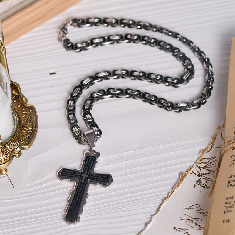 Christianartworkshop Collana con croce a doppio anello con versetto spagnolo: simbolo di dolce rifugio celeste - image 1