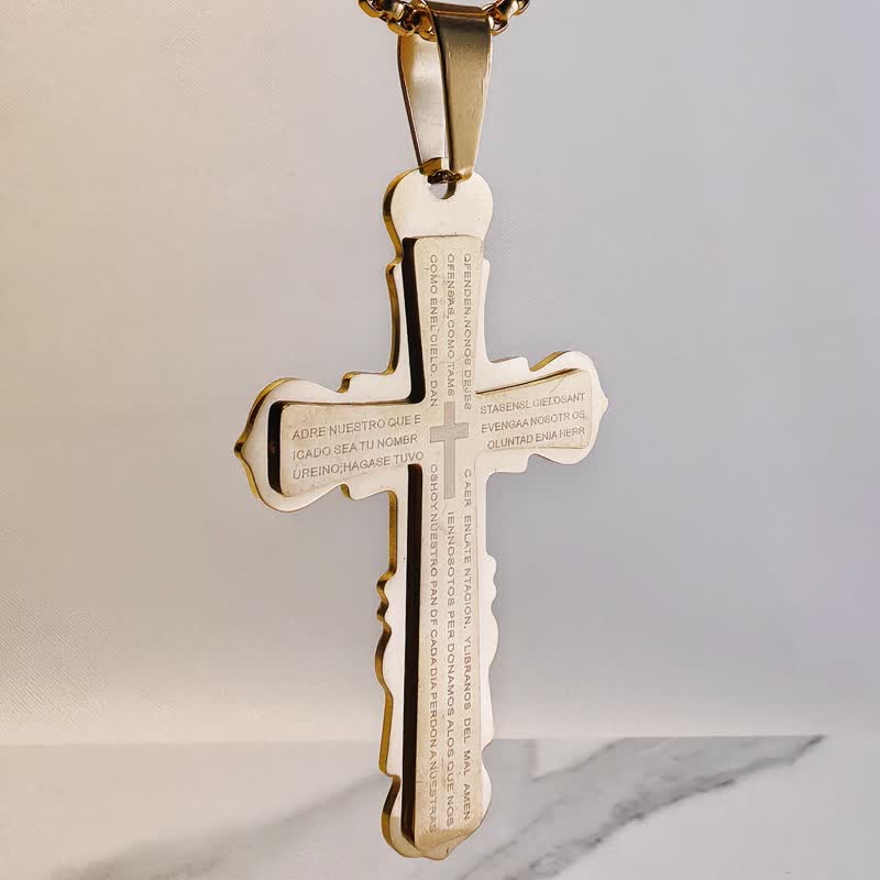 Christianartworkshop Collana con croce a doppio anello con versetto spagnolo: simbolo di dolce rifugio celeste - image 10