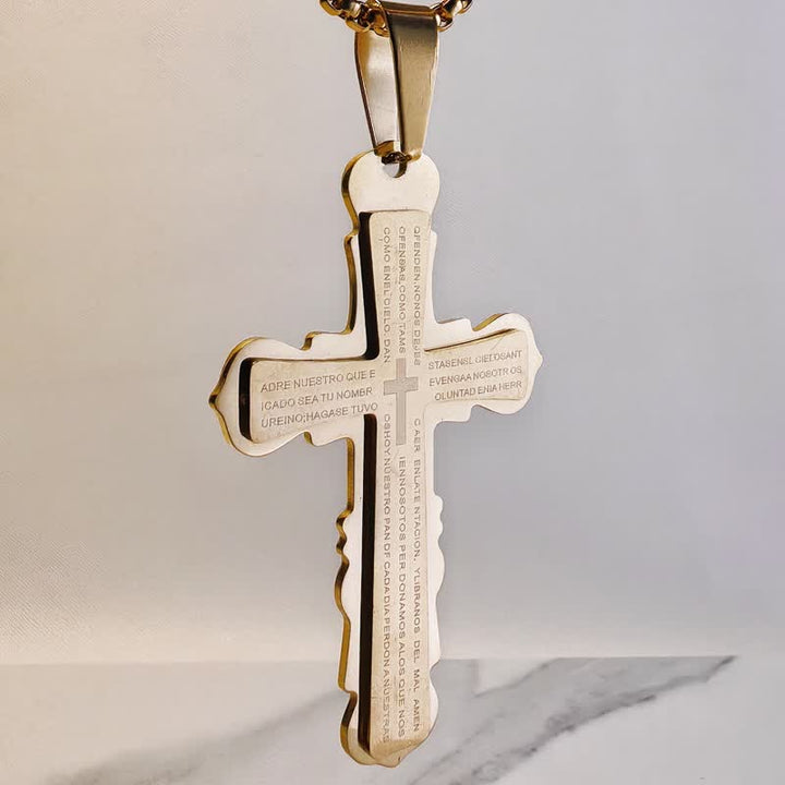 Christianartworkshop Collana con croce a doppio anello con versetto spagnolo: simbolo di dolce rifugio celeste - image 10