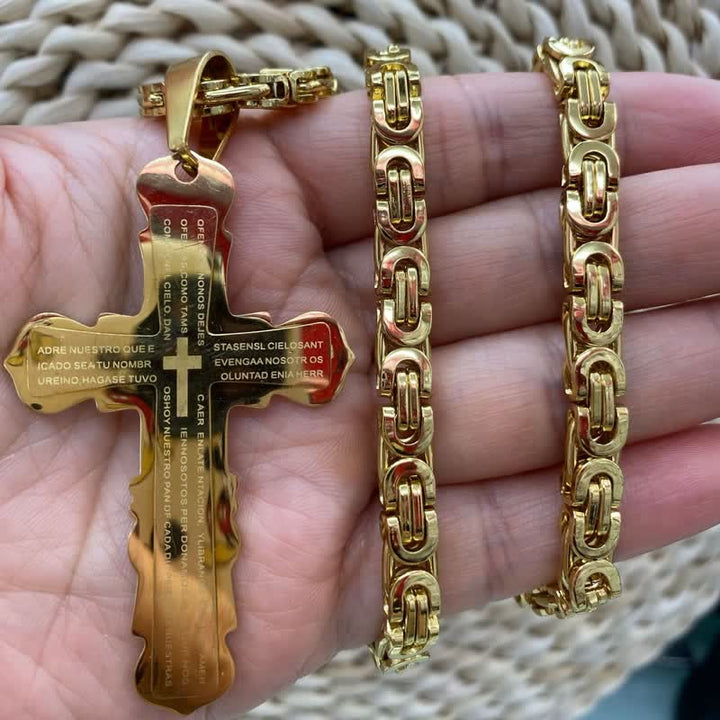 Christianartworkshop Collana con croce a doppio anello con versetto spagnolo: simbolo di dolce rifugio celeste - D'oro - King Chain - image 11