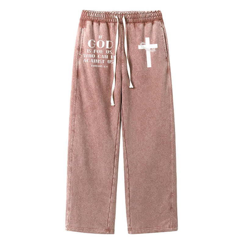 Christianartworkshop Pantaloni della tuta vintage con stampa a croce Walk By Faith - Marrone - 2XL - image 0