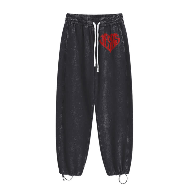 Christianartworkshop Pantaloni della tuta lavati a vestibilità comoda con cuore di Gesù - image 10