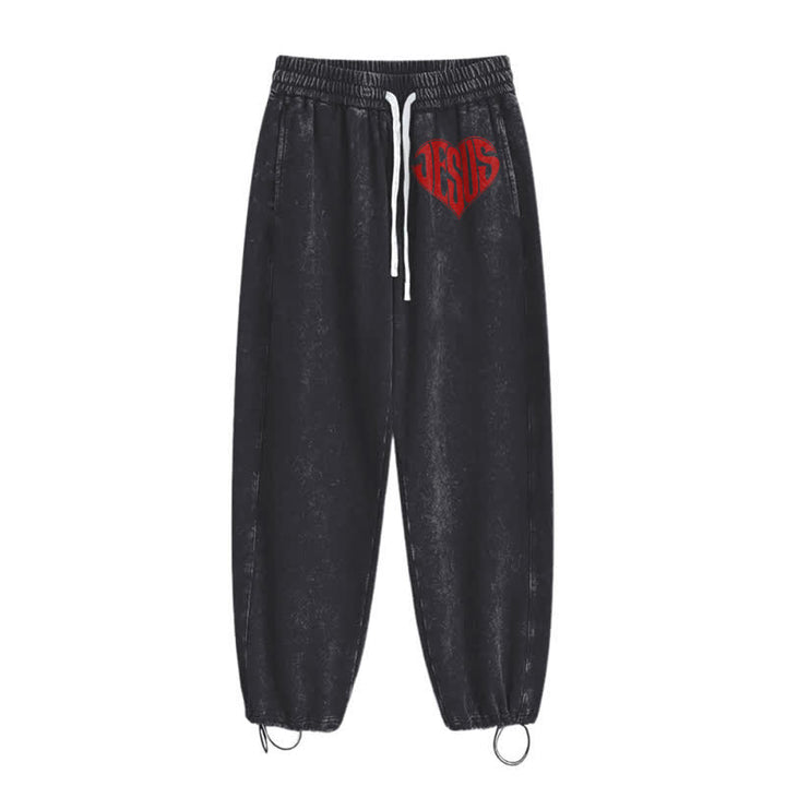 Christianartworkshop Pantaloni della tuta lavati a vestibilità comoda con cuore di Gesù - image 10