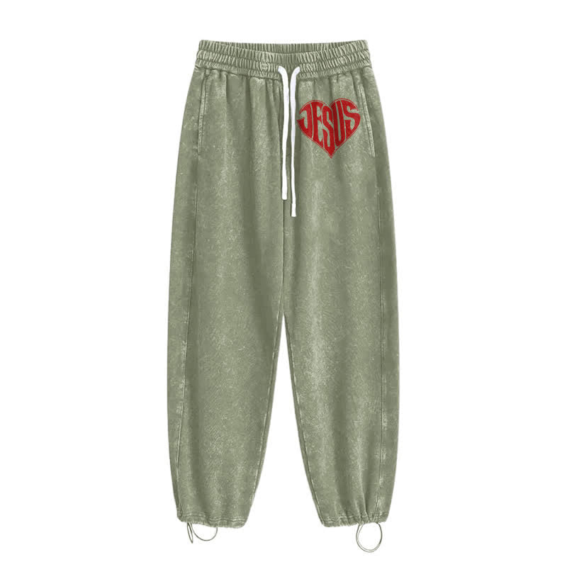 Christianartworkshop Pantaloni della tuta lavati a vestibilità comoda con cuore di Gesù - image 26