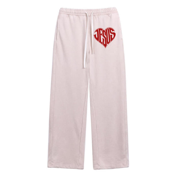 Christianartworkshop Pantaloni della tuta lavati a vestibilità comoda con cuore di Gesù - Beige - 2XL - image 16