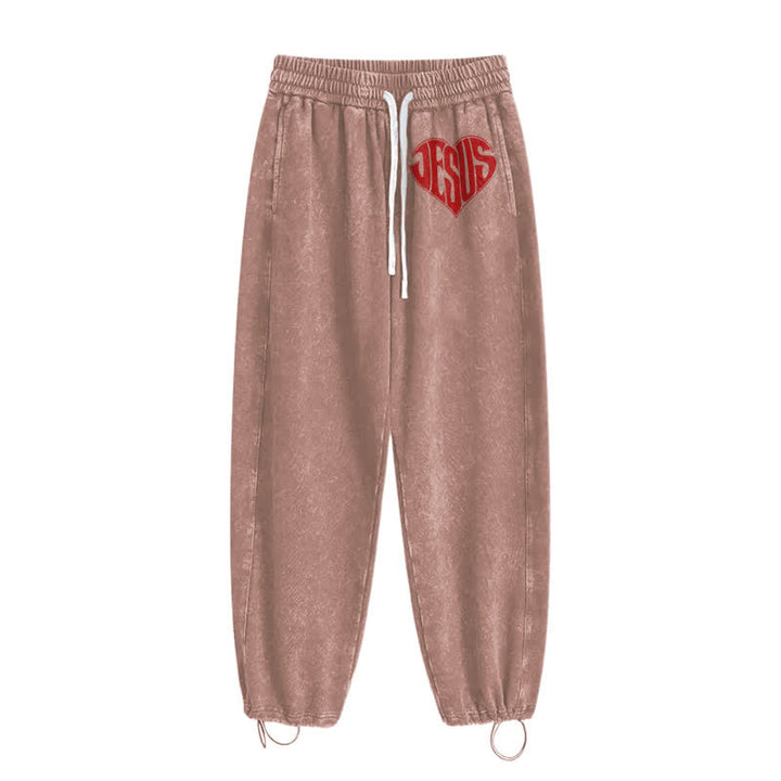 Christianartworkshop Pantaloni della tuta lavati a vestibilità comoda con cuore di Gesù - image 34