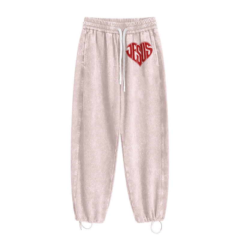 Christianartworkshop Pantaloni della tuta lavati a vestibilità comoda con cuore di Gesù - image 18