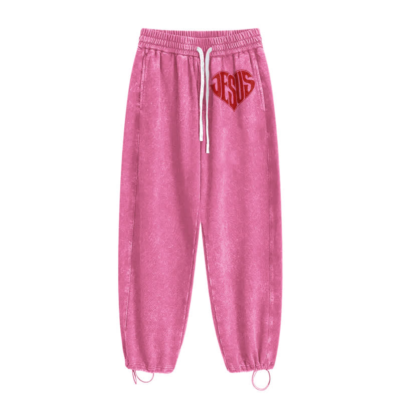 Christianartworkshop Pantaloni della tuta lavati a vestibilità comoda con cuore di Gesù - image 42