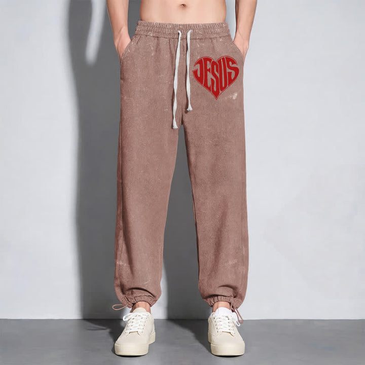 Christianartworkshop Pantaloni della tuta lavati a vestibilità comoda con cuore di Gesù - image 38