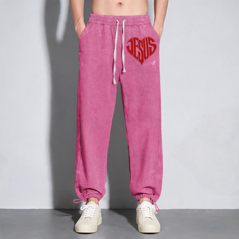 Christianartworkshop Pantaloni della tuta lavati a vestibilità comoda con cuore di Gesù - image 46