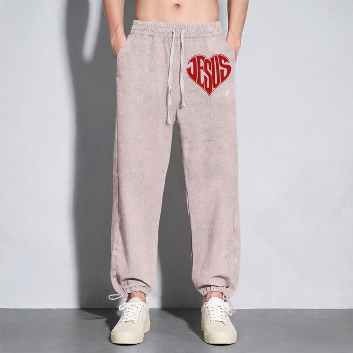 Christianartworkshop Pantaloni della tuta lavati a vestibilità comoda con cuore di Gesù - image 22