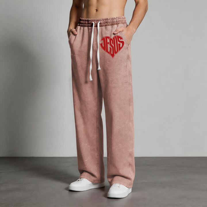 Christianartworkshop Pantaloni della tuta lavati a vestibilità comoda con cuore di Gesù - image 36