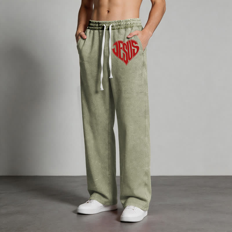 Christianartworkshop Pantaloni della tuta lavati a vestibilità comoda con cuore di Gesù - image 28
