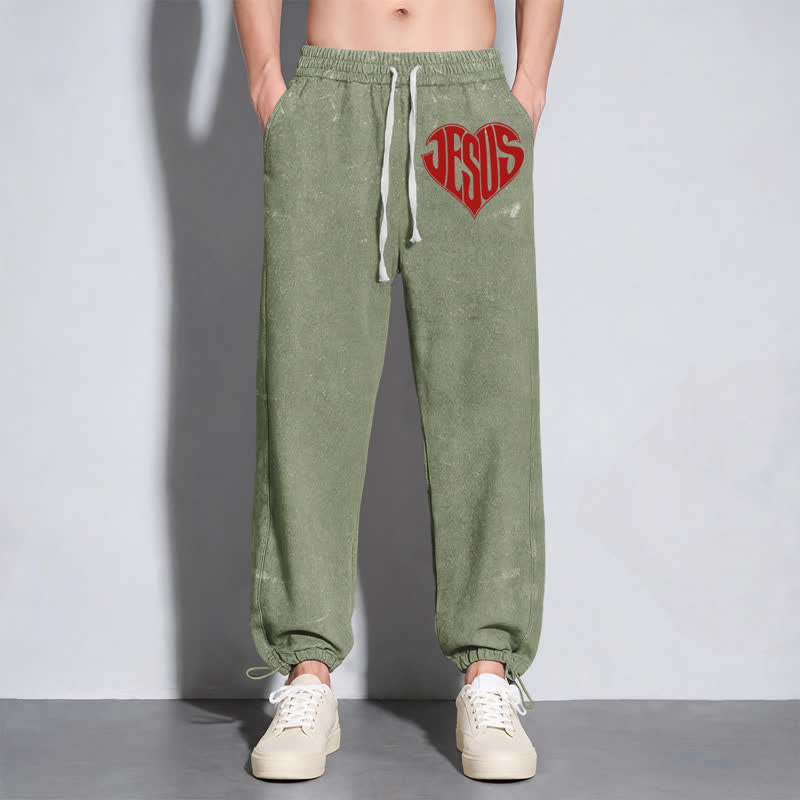 Christianartworkshop Pantaloni della tuta lavati a vestibilità comoda con cuore di Gesù - image 30