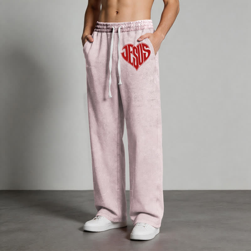 Christianartworkshop Pantaloni della tuta lavati a vestibilità comoda con cuore di Gesù - image 20