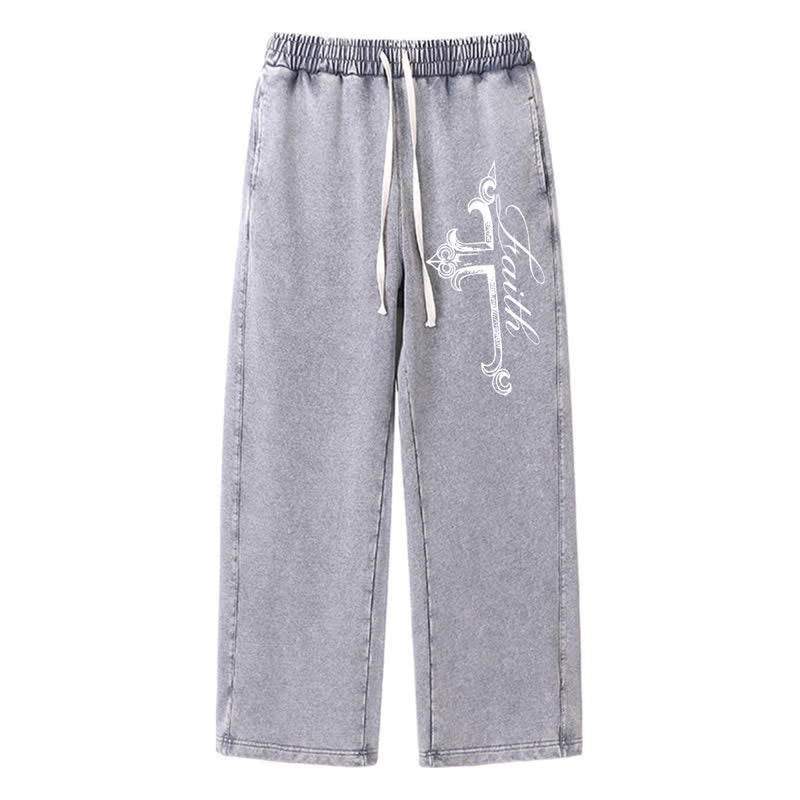 Christianartworkshop Pantaloni della tuta Walk By Faith con croce decorata - Grigio - 2XL - image 16